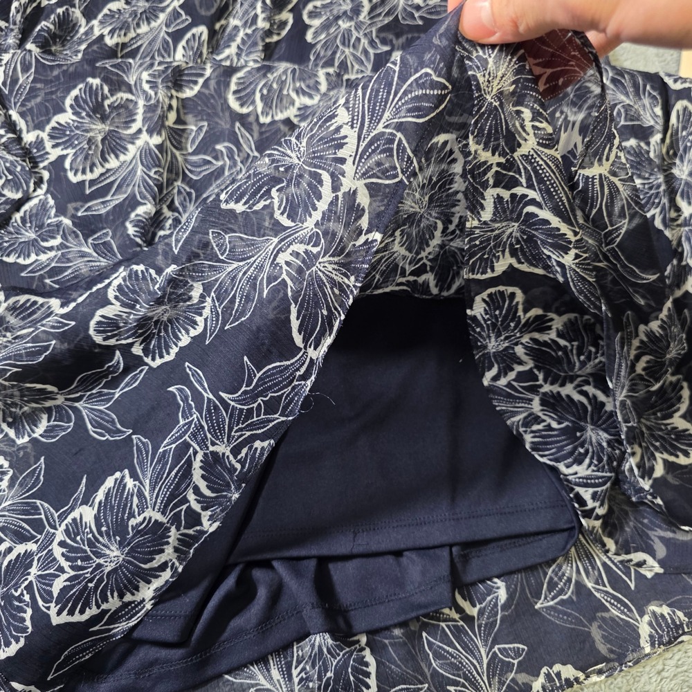 Lauren Ralph Lauren Womens 12 Maxi Dress Navy Blue Floral Tiered Ruffle Gown - Picture 6 of 8